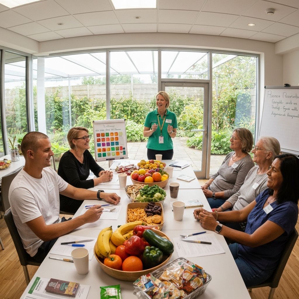 Nutrition education workshop with participants learning about healthy eating